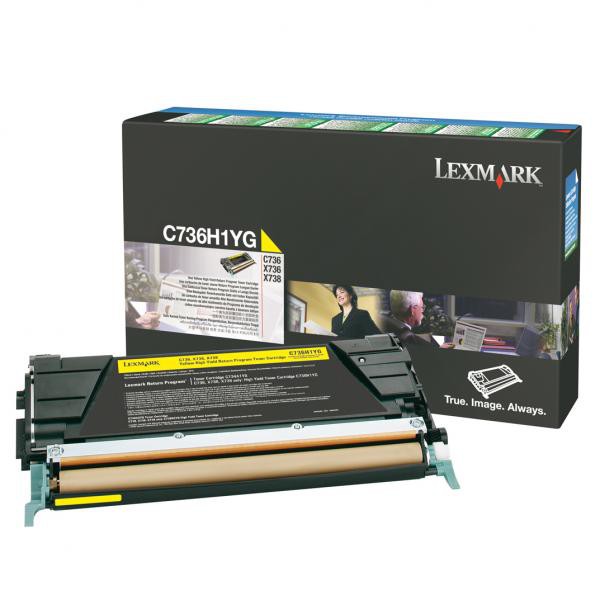 Lexmark originál toner C736H1YG, yellow, 10000str., high capacity, return, Lexmark C736, X736, X738, O, žltá