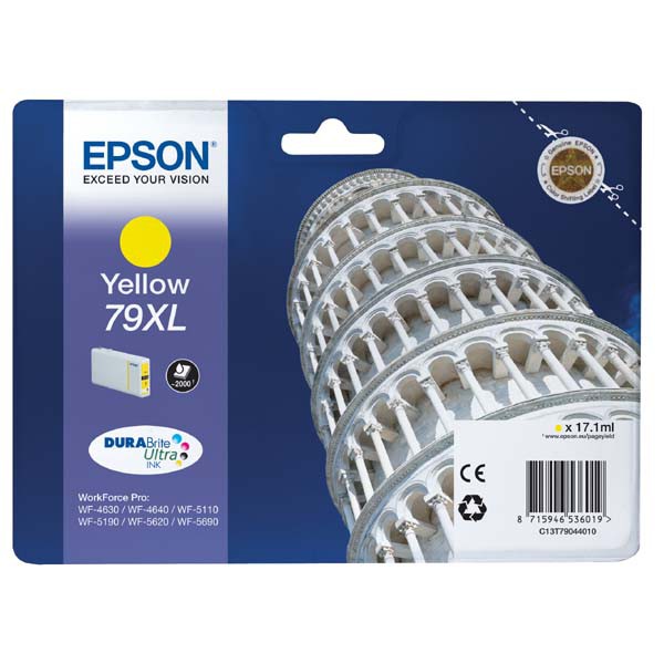 Epson originál ink C13T79044010, 79XL, XL, yellow, 2000str., 17ml, 1ks, Epson WorkForce Pro WF-5620DWF, WF-5110DW, WF-5690DWF, žltá